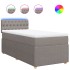 Cama box spring con colchón tela gris taupe 100x200