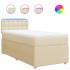 Cama box spring con colchón tela color crema 100x200
