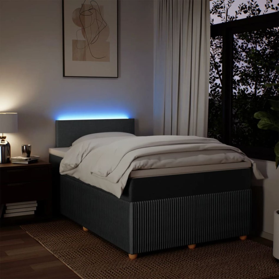 Cama box spring con colchón tela gris oscuro 120x200