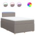 Cama box spring con colchón tela gris taupe 120x200