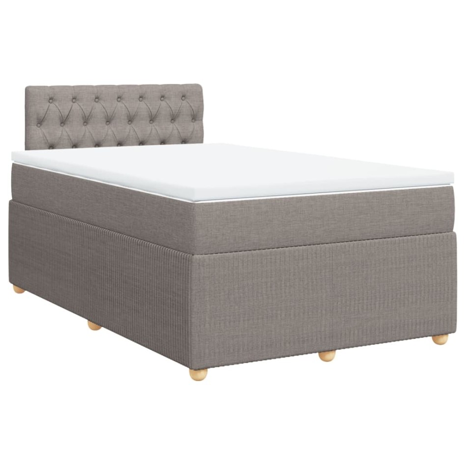 Cama box spring con colchón tela gris taupe 120x200