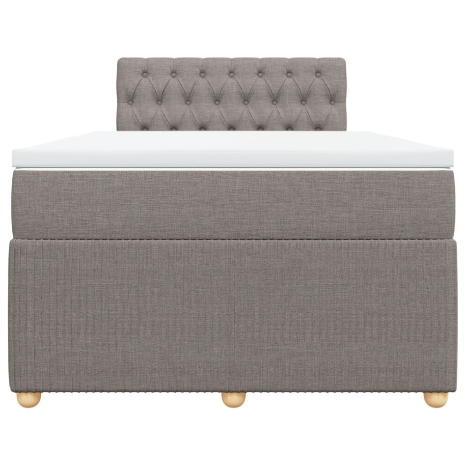 Cama box spring con colchón tela gris taupe 120x200