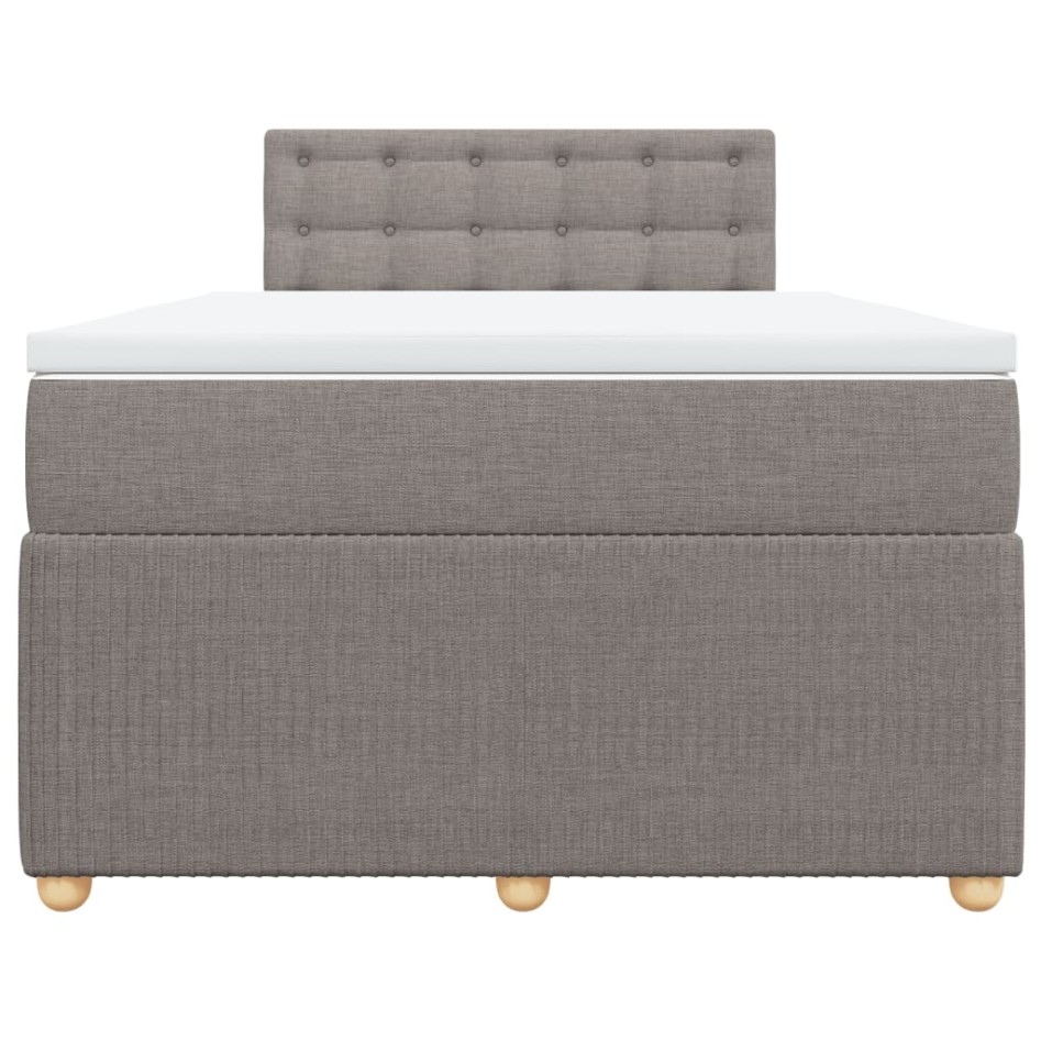 Cama box spring con colchón tela gris taupe 120x200