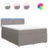 Cama box spring con colchón tela gris taupe 140x190