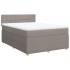 Cama box spring con colchón tela gris taupe 140x190