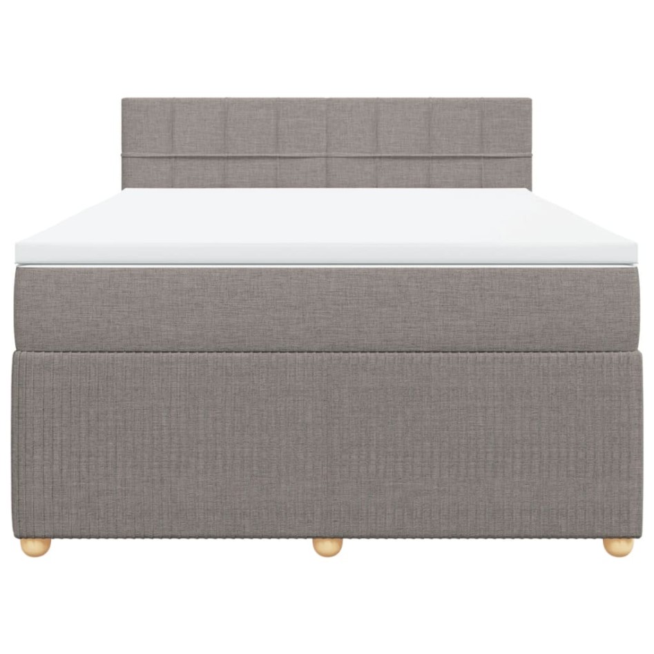 Cama box spring con colchón tela gris taupe 140x190