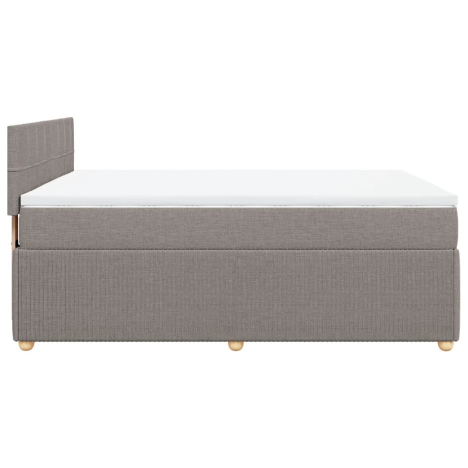 Cama box spring con colchón tela gris taupe 140x190