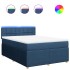 Cama box spring con colchón tela azul 140x190
