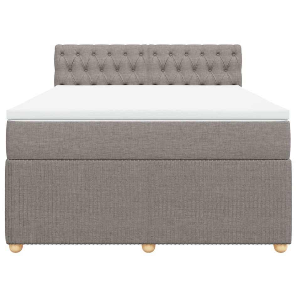 Cama box spring con colchón tela gris taupe 140x190
