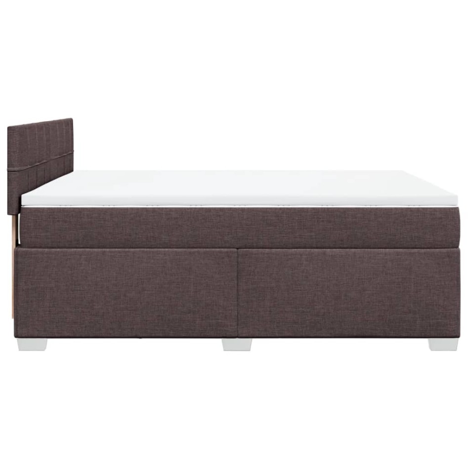 Cama box spring con colchón tela marrón oscuro 140x200