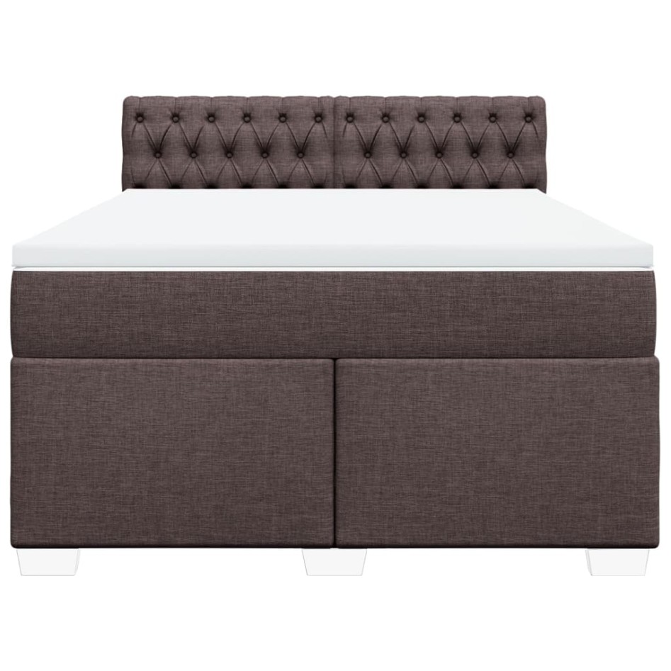 Cama box spring con colchón tela marrón oscuro 140x200