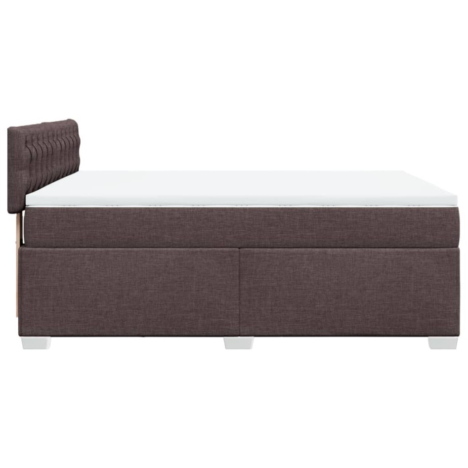 Cama box spring con colchón tela marrón oscuro 140x200