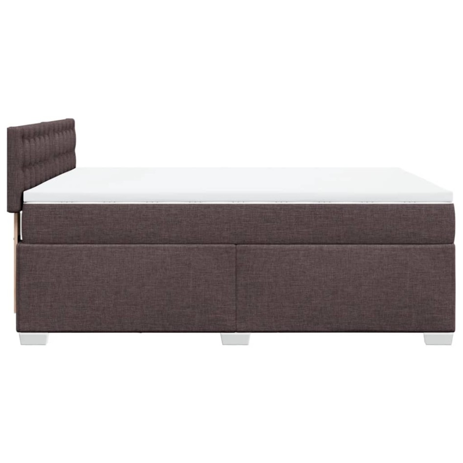 Cama box spring con colchón tela marrón oscuro 140x200