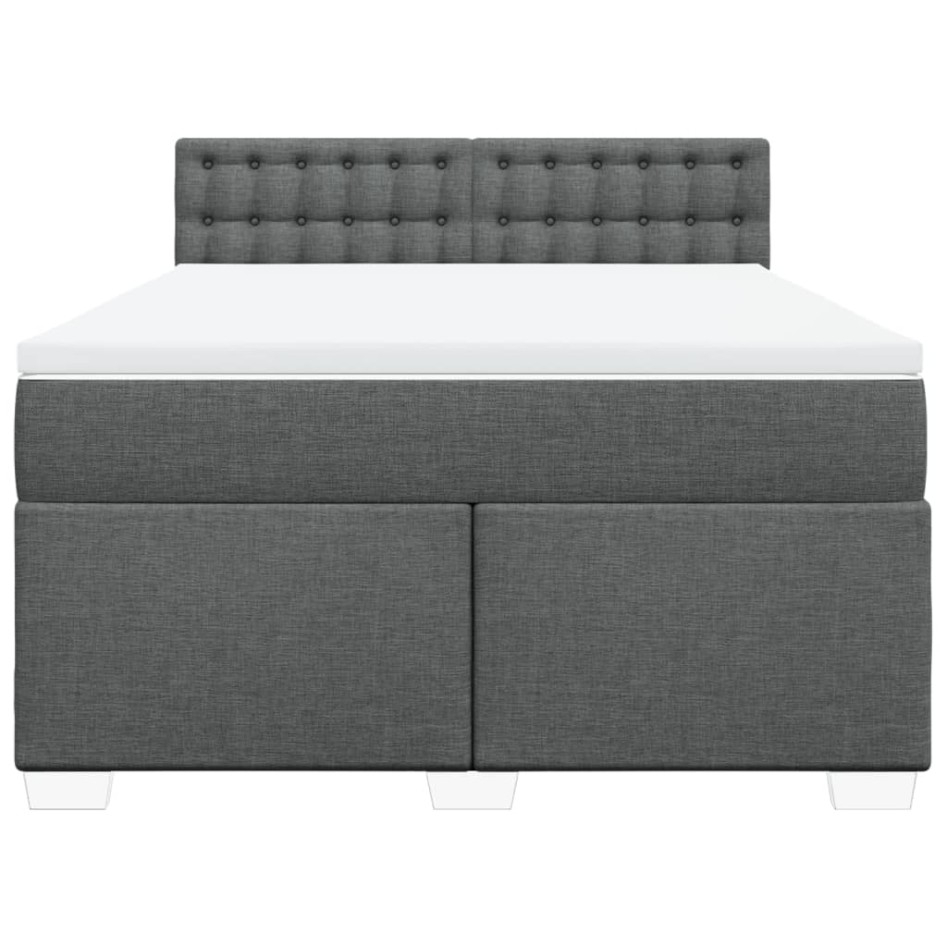 Cama box spring con colchón tela gris oscuro 160x200