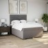 Cama box spring con colchón tela gris taupe 140x200