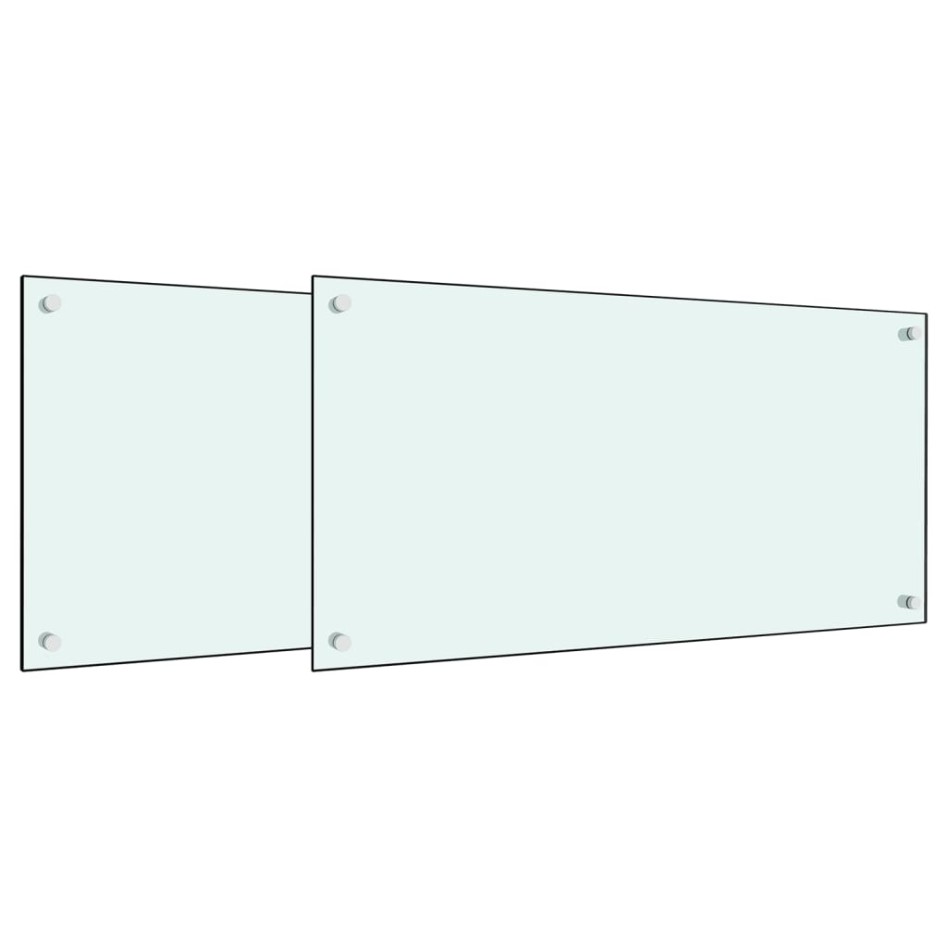 Salpicaderos de cocina 2 uds vidrio templado blanco 80x60