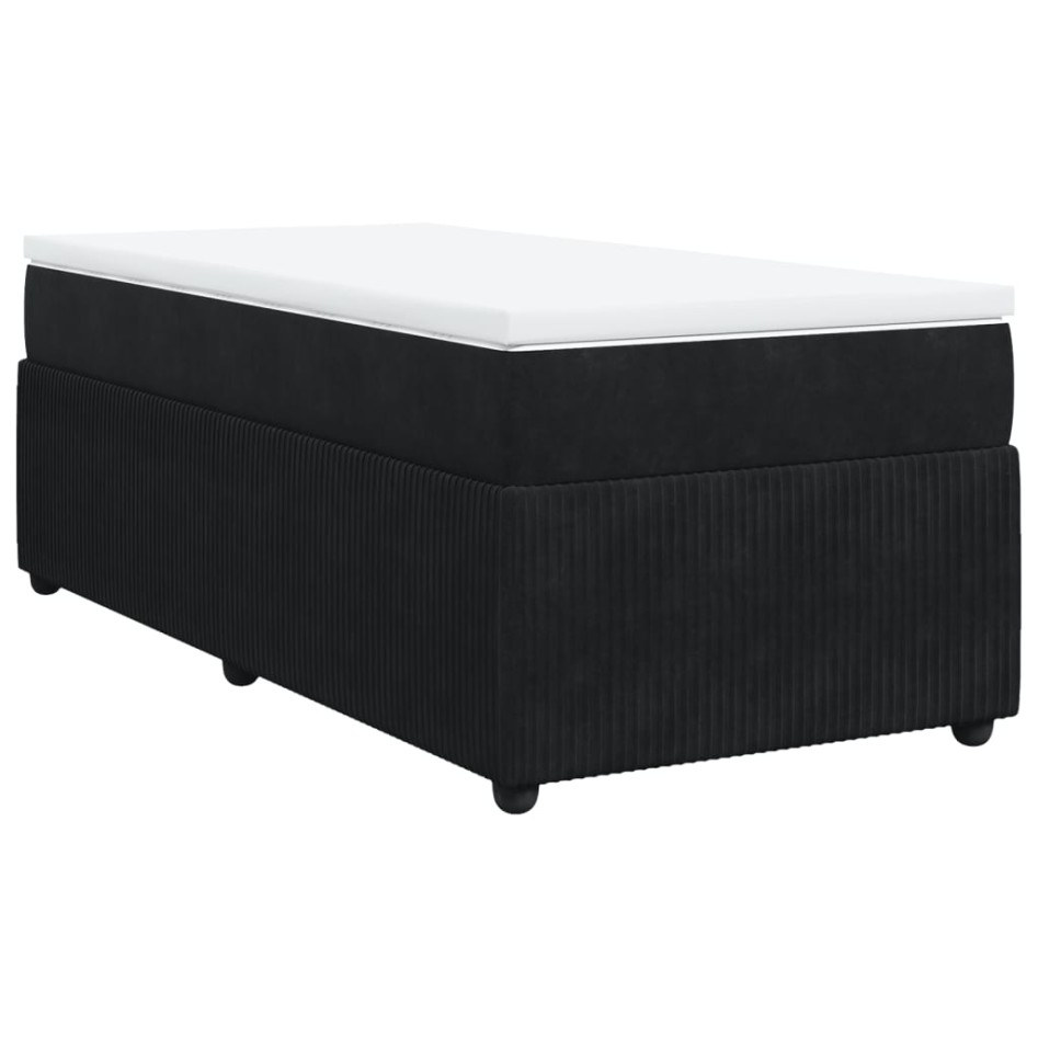 Cama box spring con colchón terciopelo negro 80x200