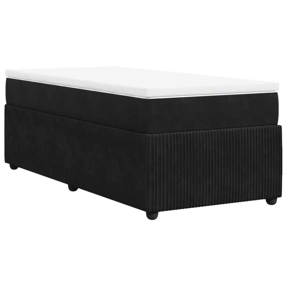 Cama box spring con colchón terciopelo negro 80x200