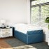Cama box spring con colchón terciopelo azul oscuro 90x190