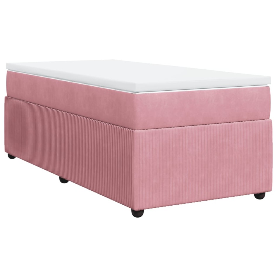 Cama box spring con colchón terciopelo rosa 100x200