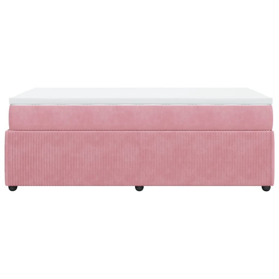 Cama box spring con colchón terciopelo rosa 100x200