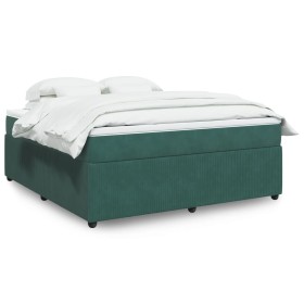 Cama box spring con colchón terciopelo verde oscuro 180x200