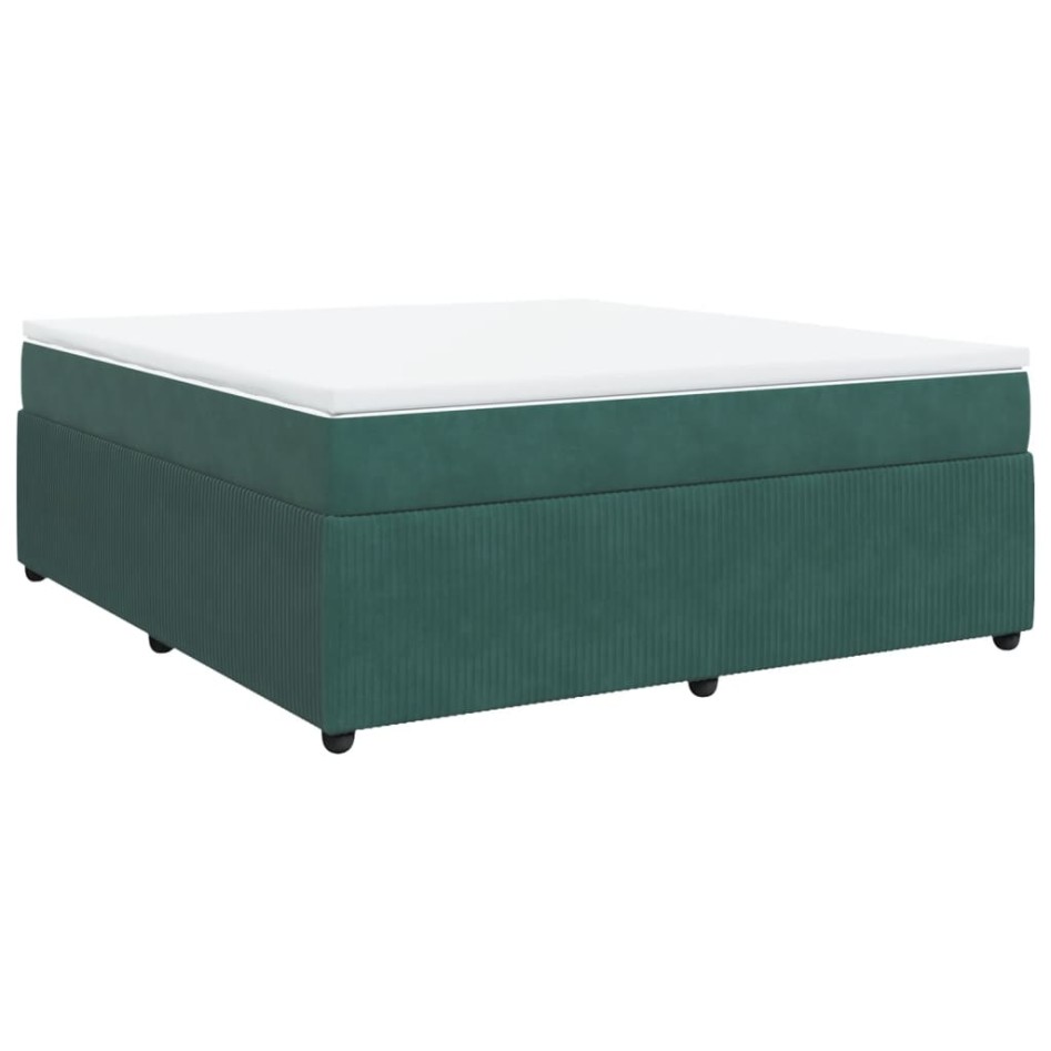 Cama box spring con colchón terciopelo verde oscuro 180x200