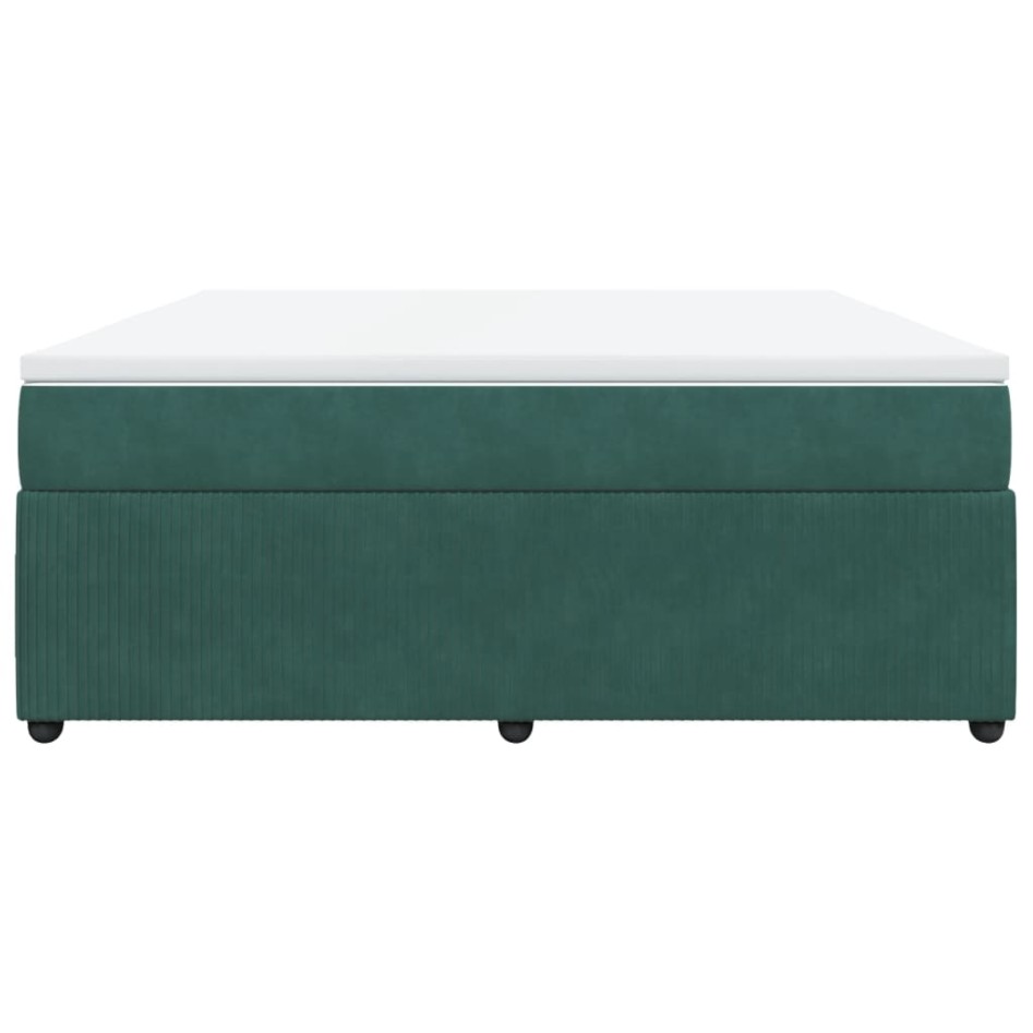 Cama box spring con colchón terciopelo verde oscuro 180x200