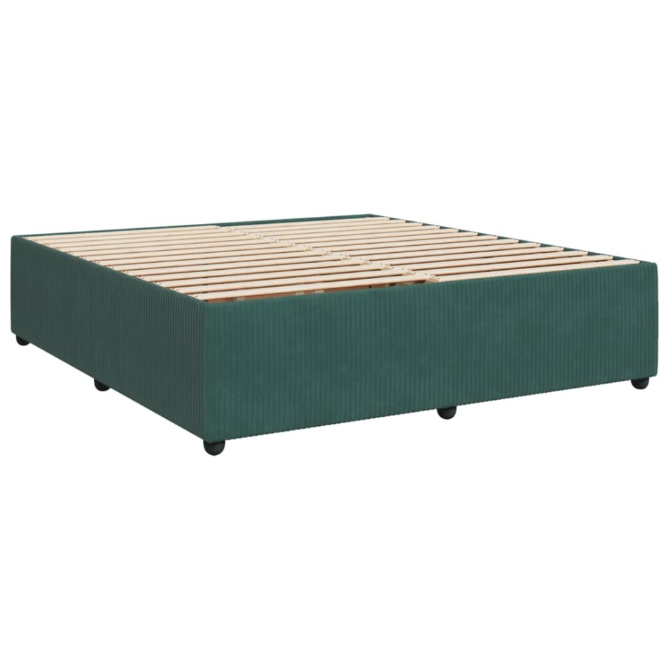 Cama box spring con colchón terciopelo verde oscuro 180x200