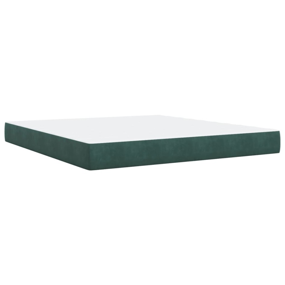 Cama box spring con colchón terciopelo verde oscuro 180x200