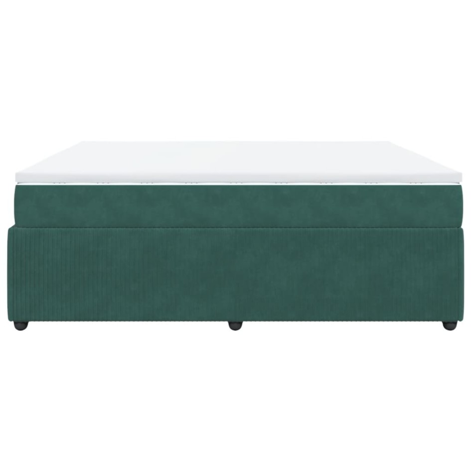 Cama box spring con colchón terciopelo verde oscuro 180x200