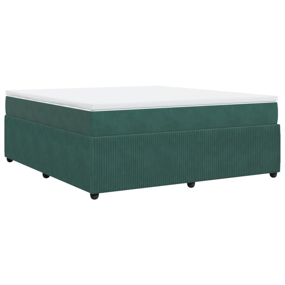 Cama box spring con colchón terciopelo verde oscuro 180x200