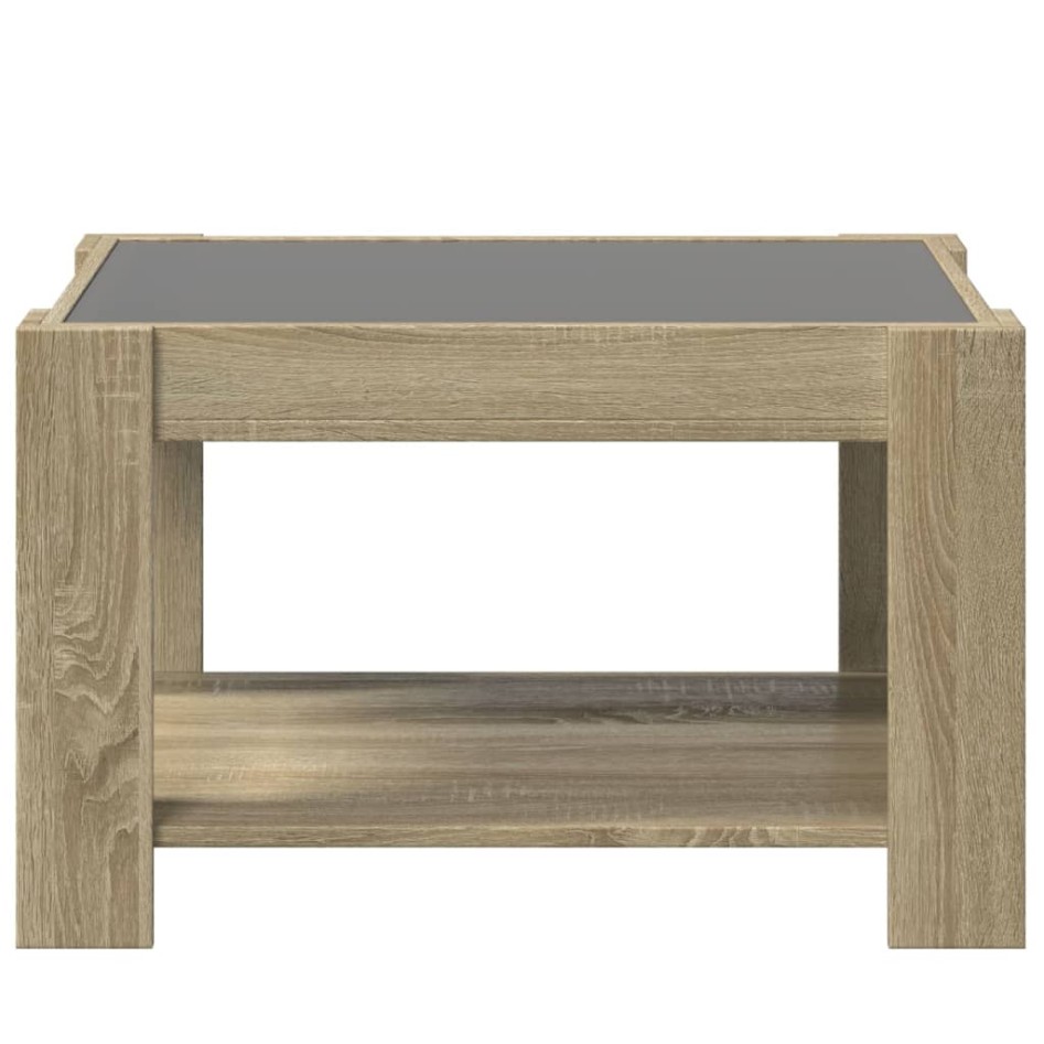 Mesa de centro y LED madera ingeniería roble Sonoma 73x53x45