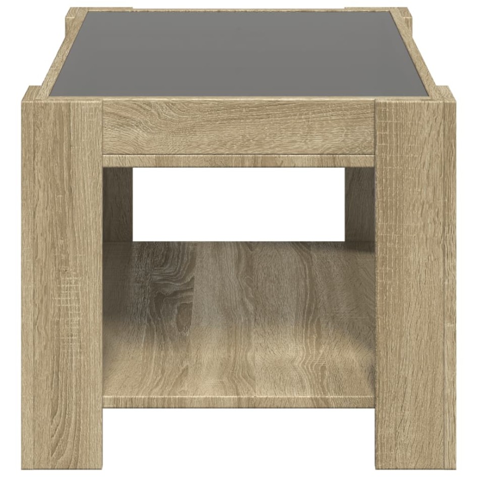 Mesa de centro y LED madera ingeniería roble Sonoma 73x53x45