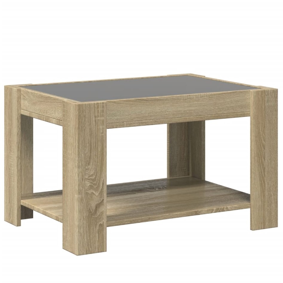 Mesa de centro y LED madera ingeniería roble Sonoma 73x53x45