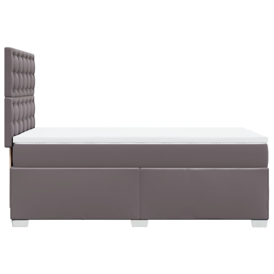 Cama box spring con colchón cuero sintético gris 90x190