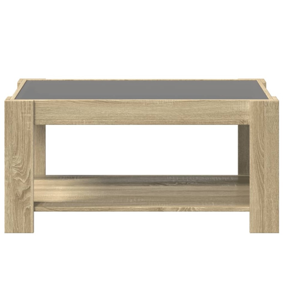 Mesa de centro y LED madera ingeniería roble Sonoma 93x53x45