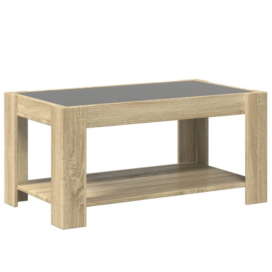 Mesa de centro y LED madera ingeniería roble Sonoma 93x53x45