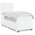Cama box spring con colchón cuero sintético blanco 100x200