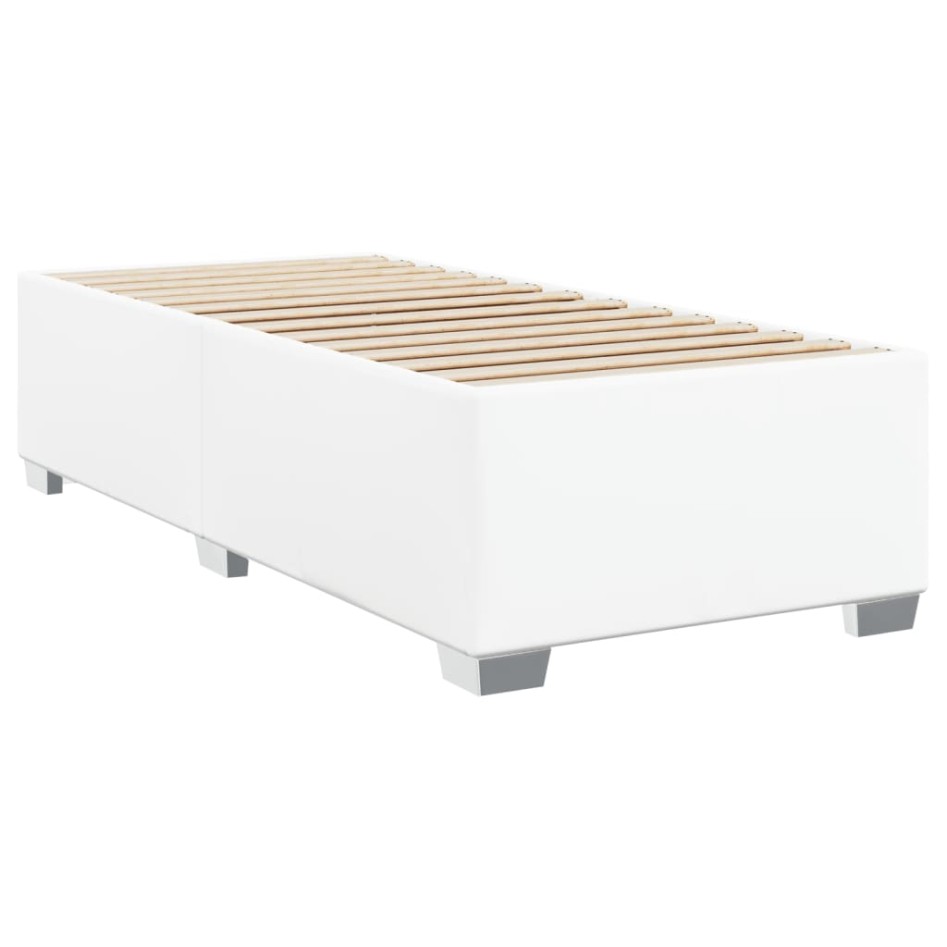 Cama box spring con colchón cuero sintético blanco 100x200