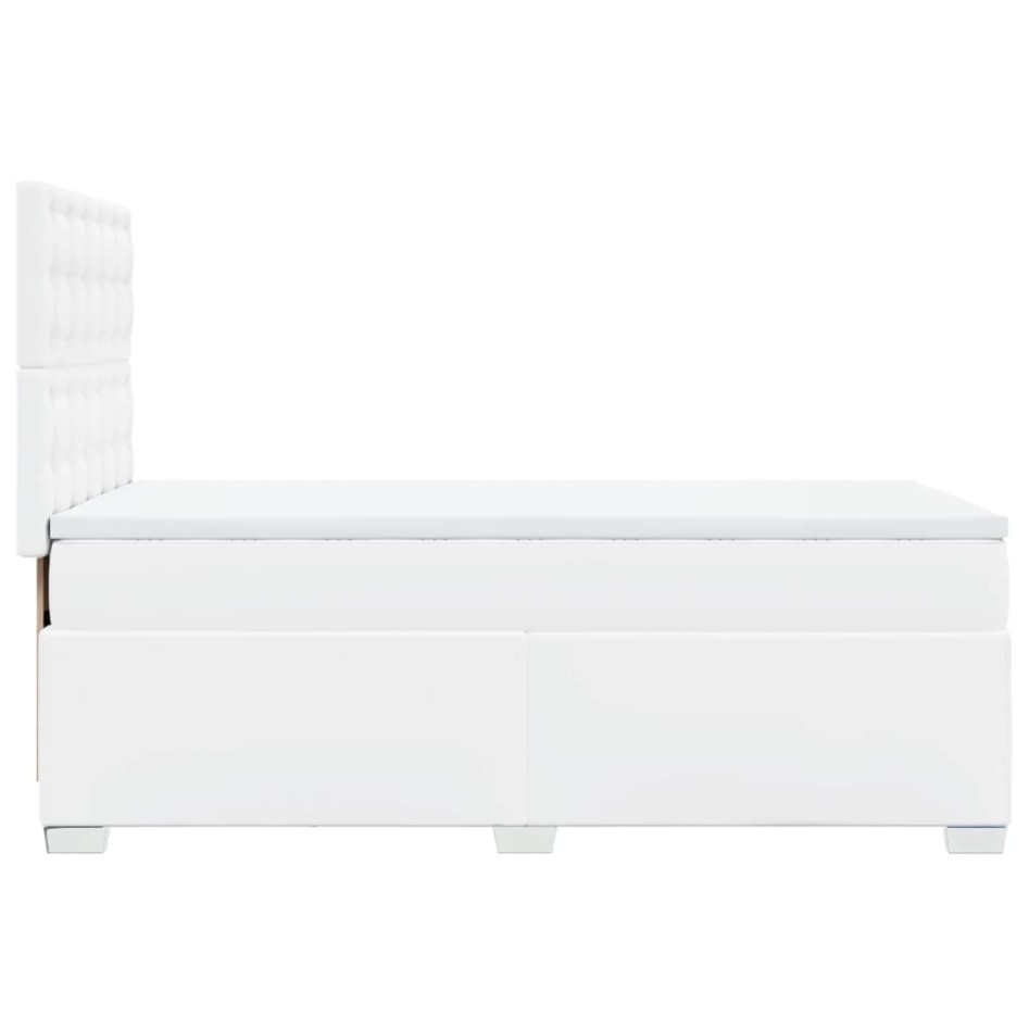 Cama box spring con colchón cuero sintético blanco 100x200