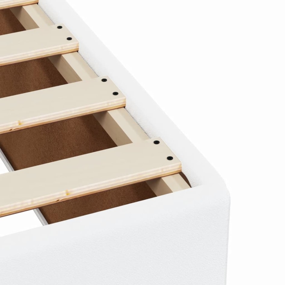 Cama box spring con colchón cuero sintético blanco 100x200