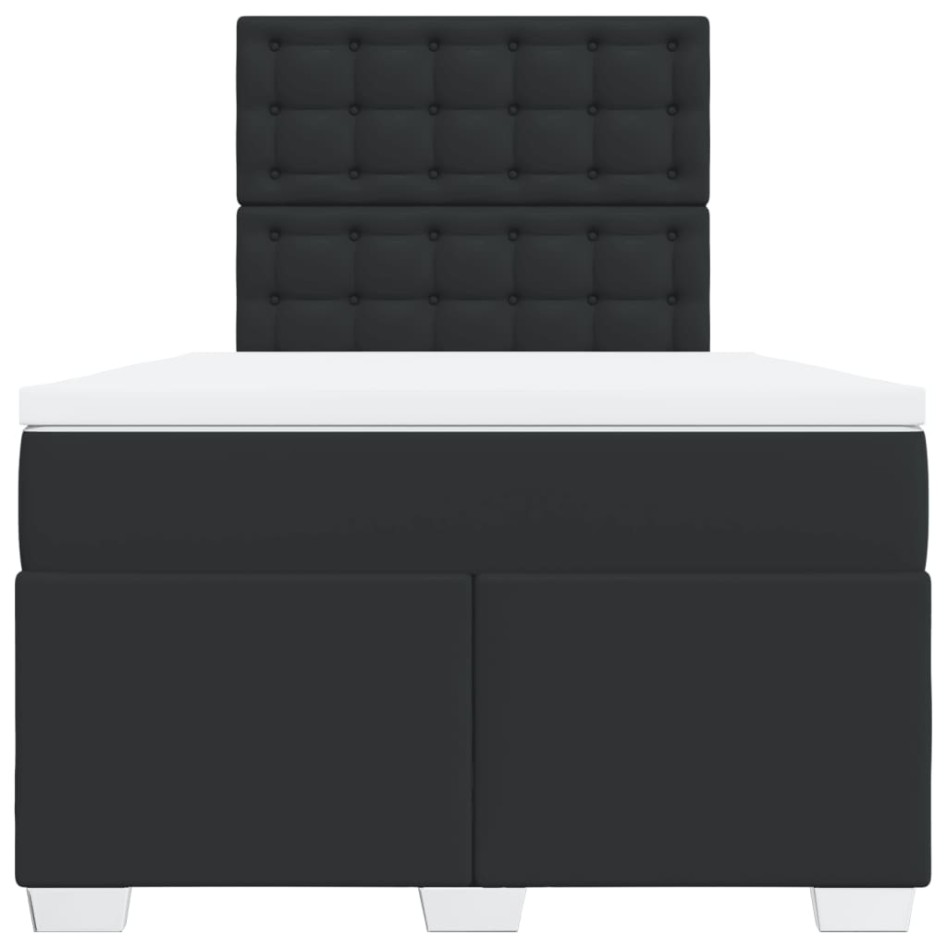Cama box spring con colchón cuero sintético negro 120x200