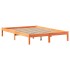 Cama sin colchón madera maciza de pino marrón cera 140x200