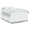 Cama box spring con colchón cuero sintético blanco 140x190 cm