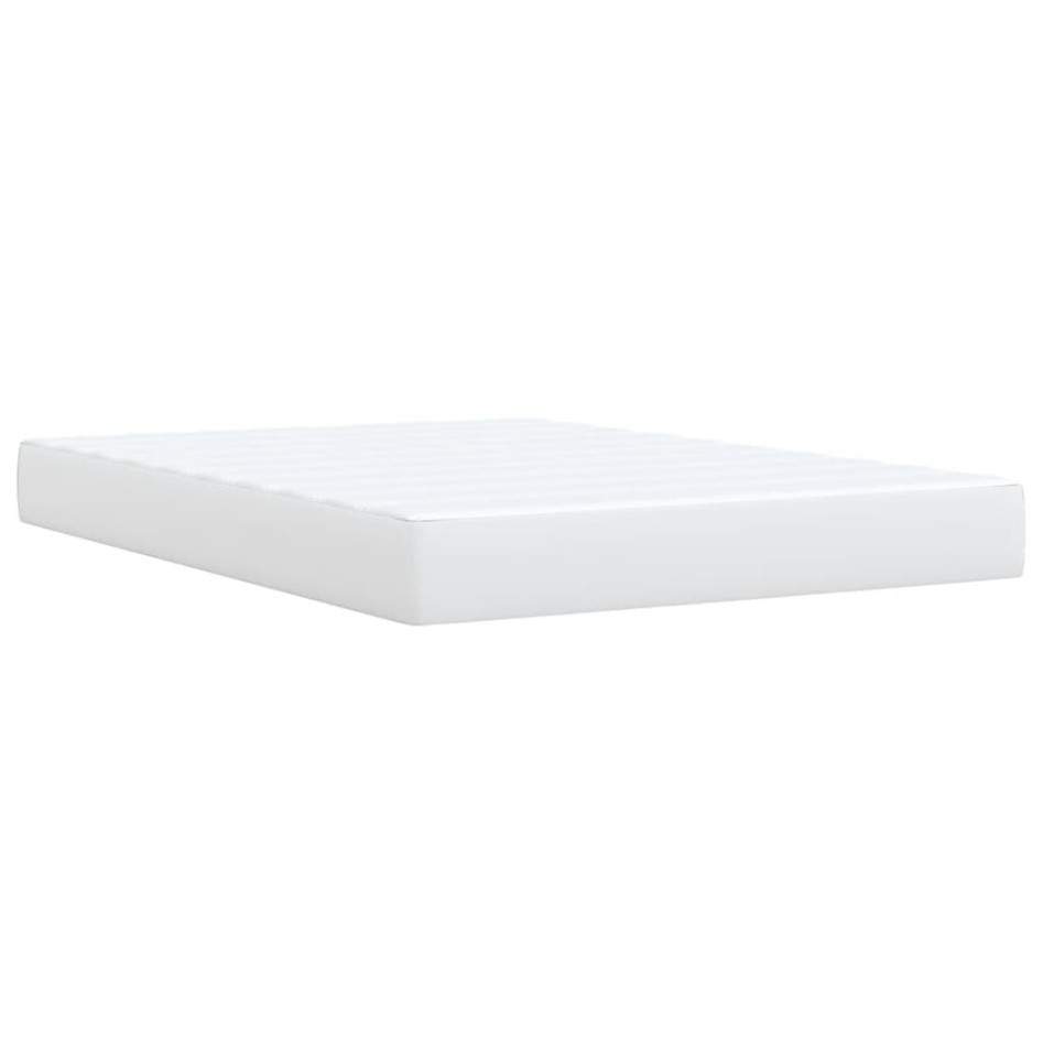 Cama box spring con colchón cuero sintético blanco 140x190