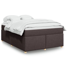 Cama box spring con colchón tela marrón oscuro 140x190