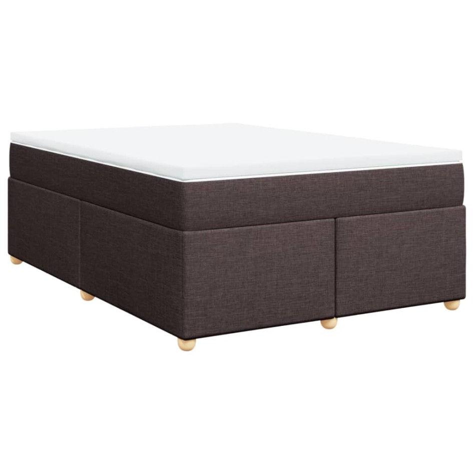 Cama box spring con colchón tela marrón oscuro 140x190