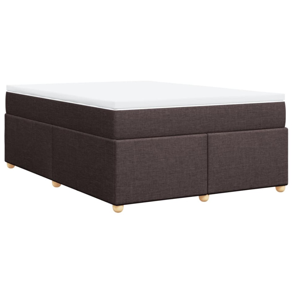 Cama box spring con colchón tela marrón oscuro 140x190