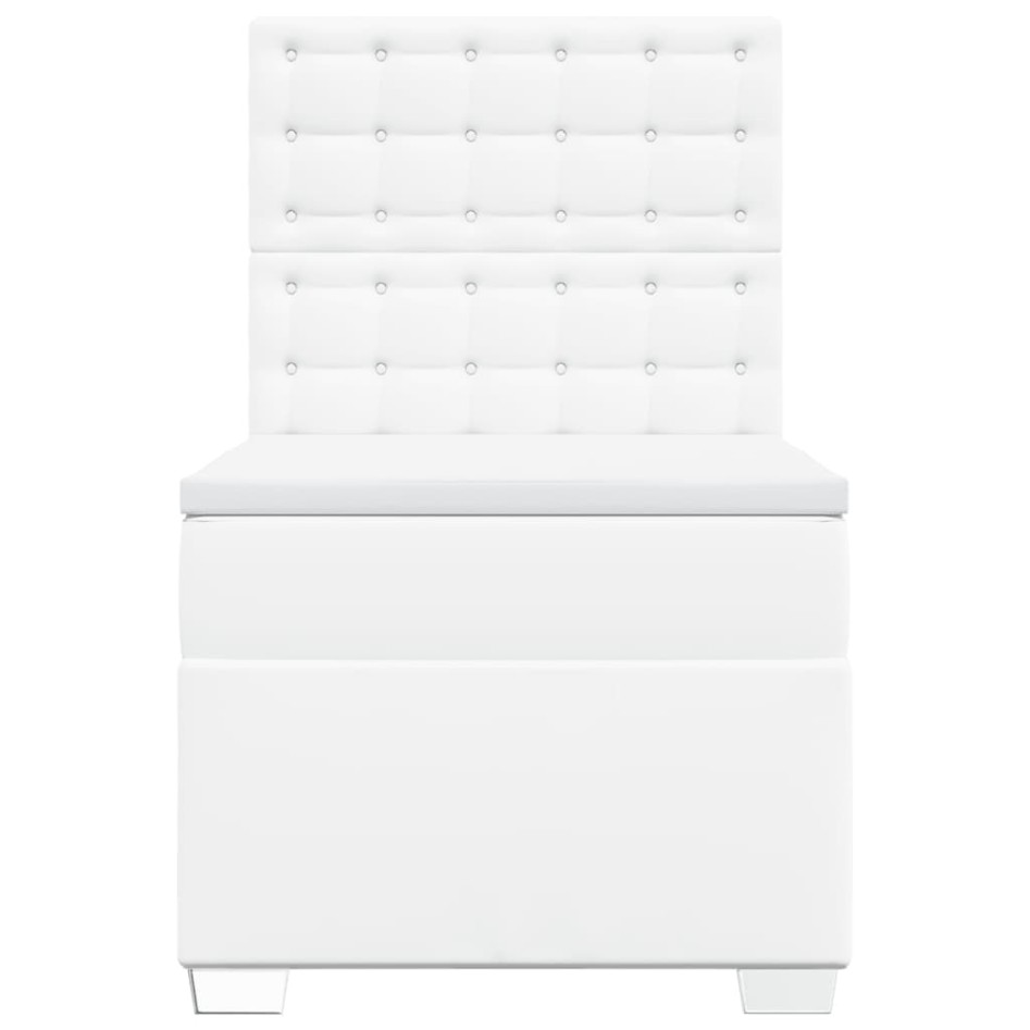 Cama box spring con colchón cuero sintético blanco 90x190